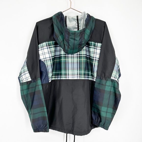 Urban Outfitters Plaid Quarter Zip hooded Windbreaker Jacket Size Small - Picture 2 of 5